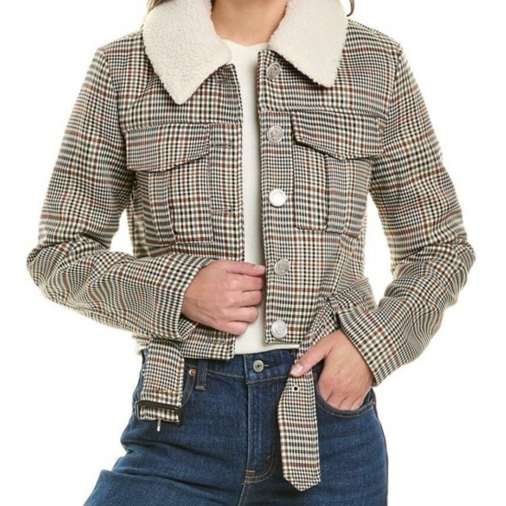 House Of Harlow 1960 Plaid Cropped Belted Jacket-NWOT